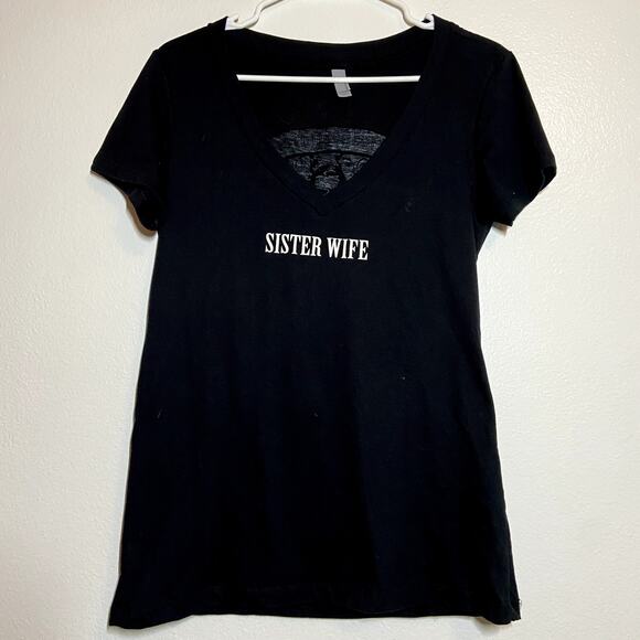 Polygamy Pale Ale T-Shirt Sister Wife Next Level Short Sleeve V-Neck Black Large - Picture 6 of 6